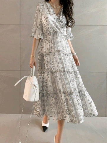 5297 Paisley Long Dress
