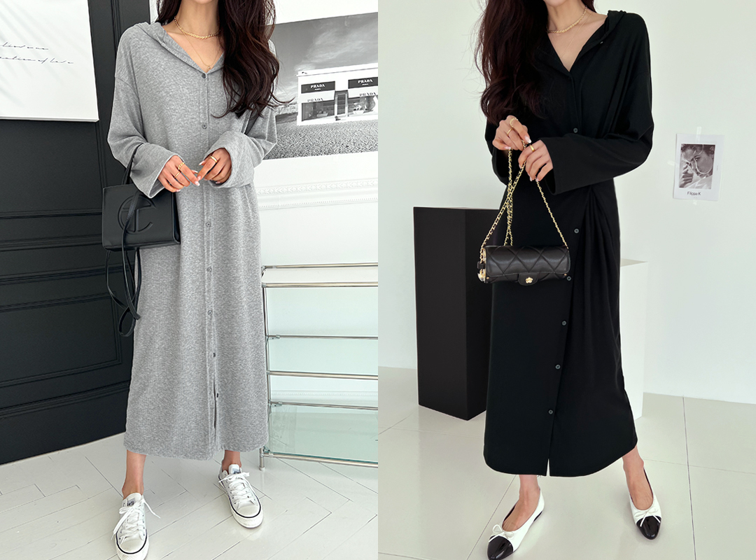 디앵크 투웨이후드롱원피스