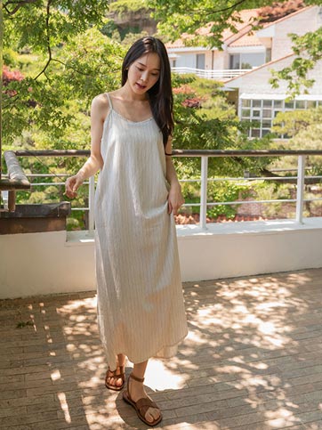 5378 Stripe Linen Blend Cami Dress