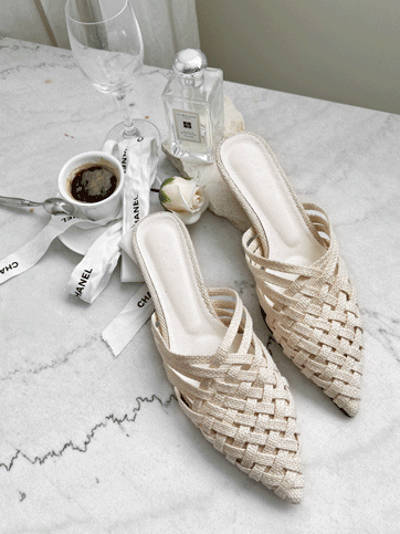 5768 Pointed Toe Woven Mules