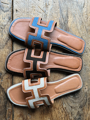 5916 Cutout Faux Leather Slide Sandals