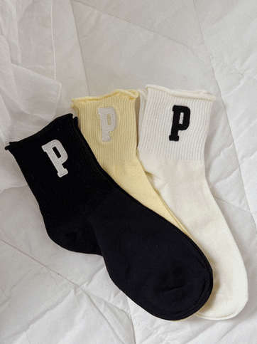 5923 Lettering Side Rolled Socks