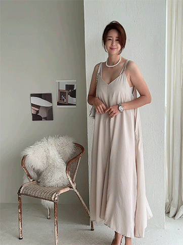 6306 Solid Tone Long Cami Dress