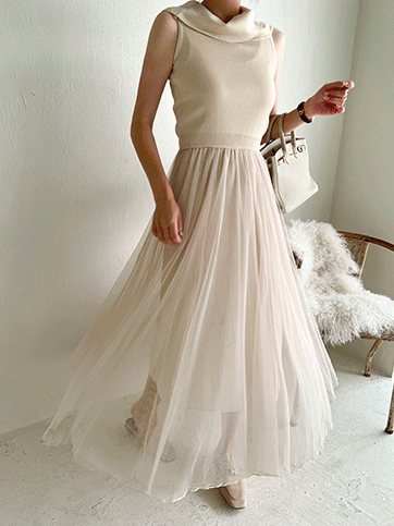 6273 2-Way Knit Top and Tulle Sleeveless Dress Set
