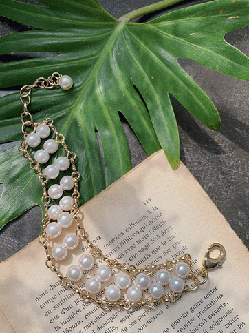 6136 Faux Pearl Chain Strap Bracelet