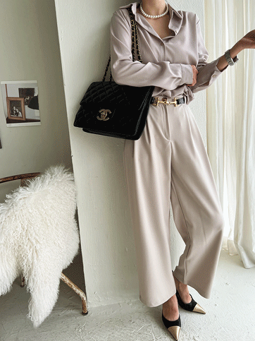 6327 Elastic Back Wide Tailored Pants