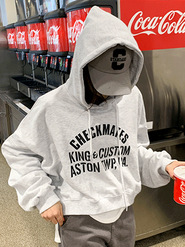 6791 Lettering Front Loose Fit Hoodie