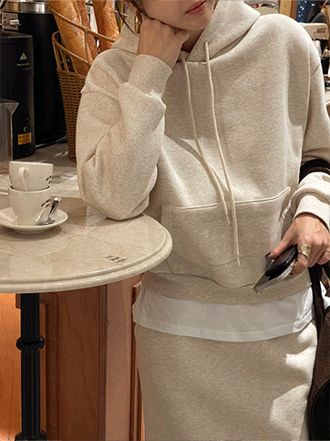 노호프 기모후드스커트세트