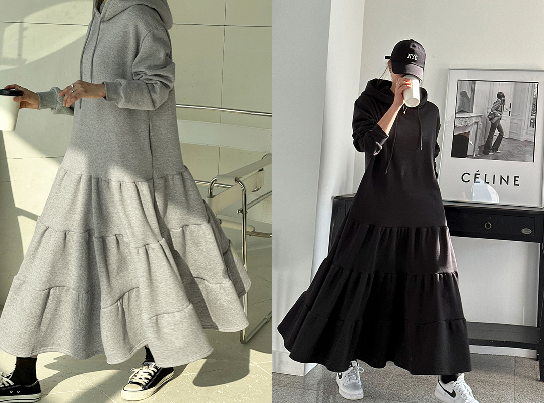 8236 Hooded Fleece-Lined Dress