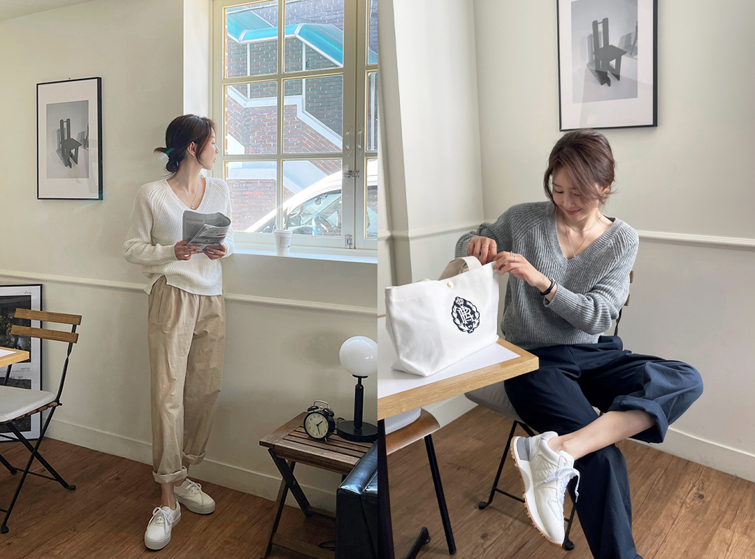 누리폴 브이넥트임니트