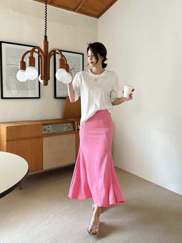 9735 Solid Tone Long Skirt