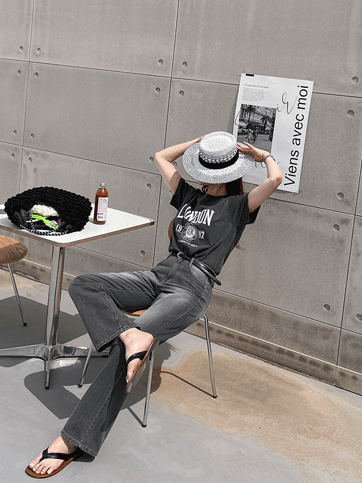 카포우 데님일자팬츠