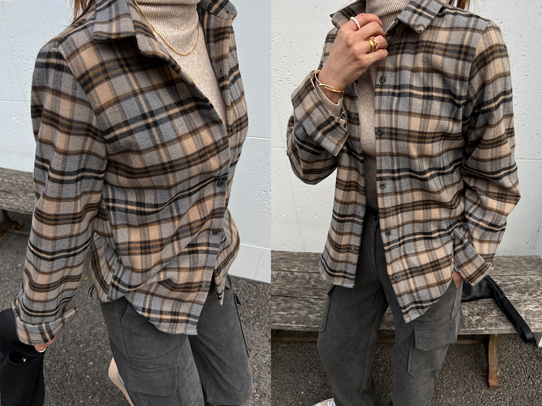 우콘토 겉기모체크셔츠