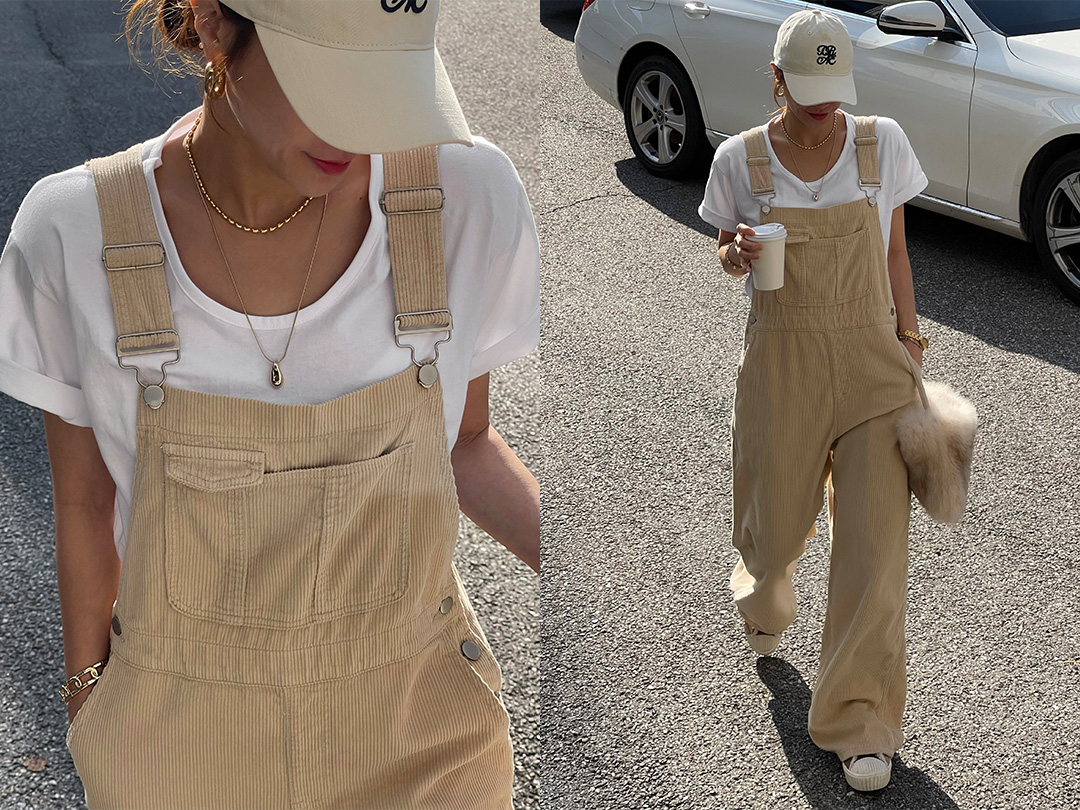 수델브 골덴멜빵팬츠