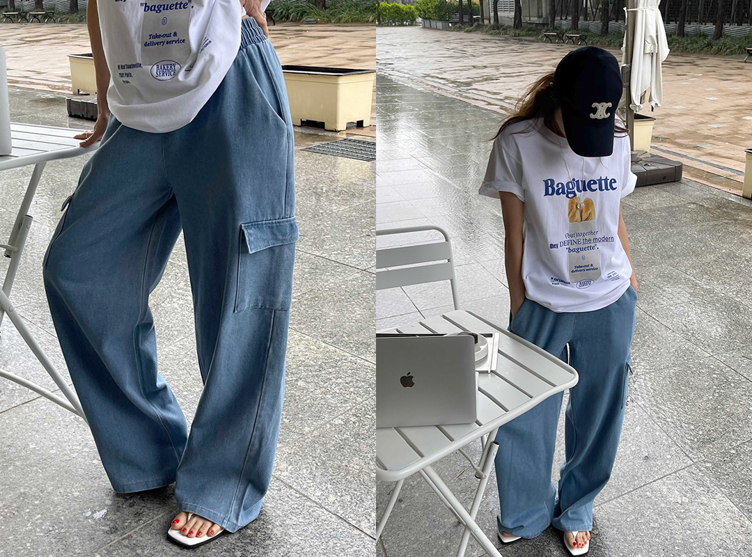 유슬코 밴딩데님카고팬츠