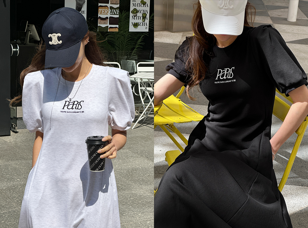 오슈크 자수반팔롱원피스