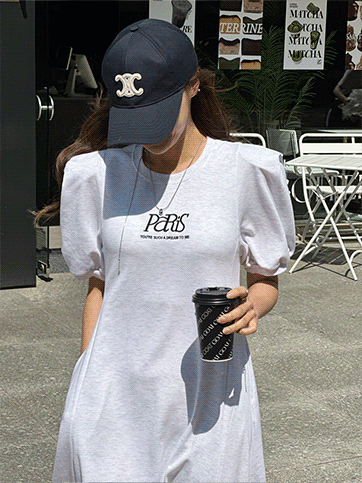 오슈크 자수반팔롱원피스
