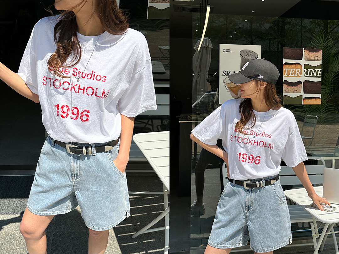 스힌드 나염반팔티