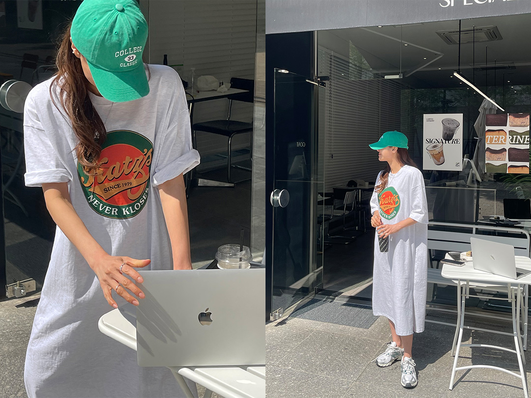 더온즈 나염롱원피스