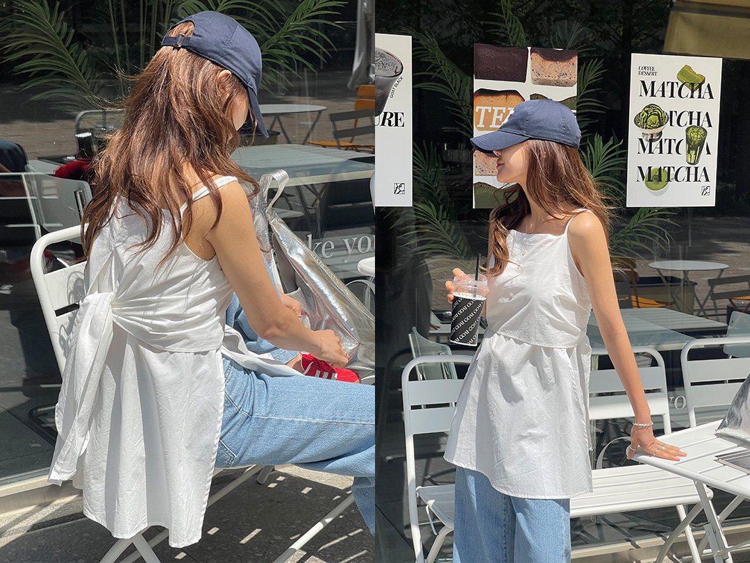 투크닝 뒷리본나시블라우스