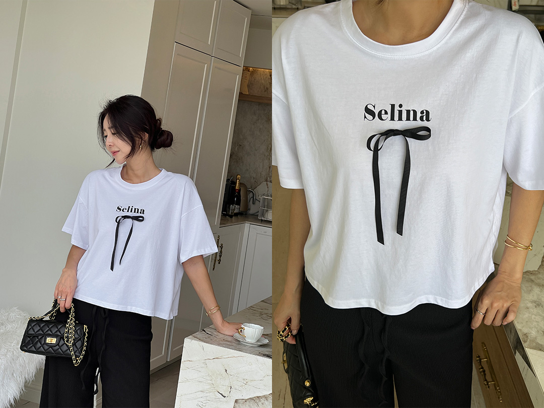 버하오 리본나염반팔티
