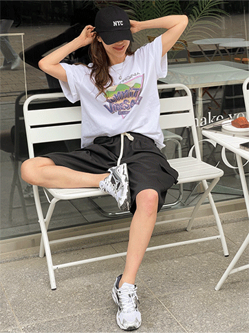 마유스 나염반팔티