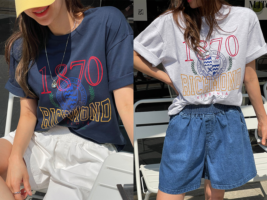 더델트 나염반팔티