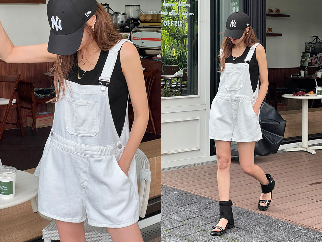 더렌코 숏멜빵팬츠