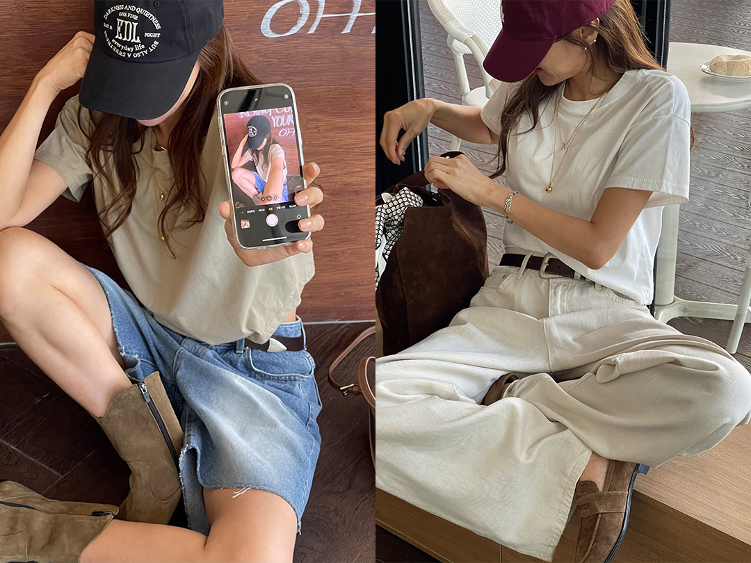 무타베 크롭반팔티