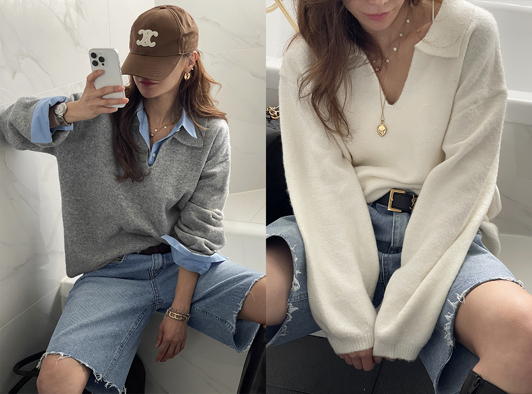 스덴오 루즈핏카라니트