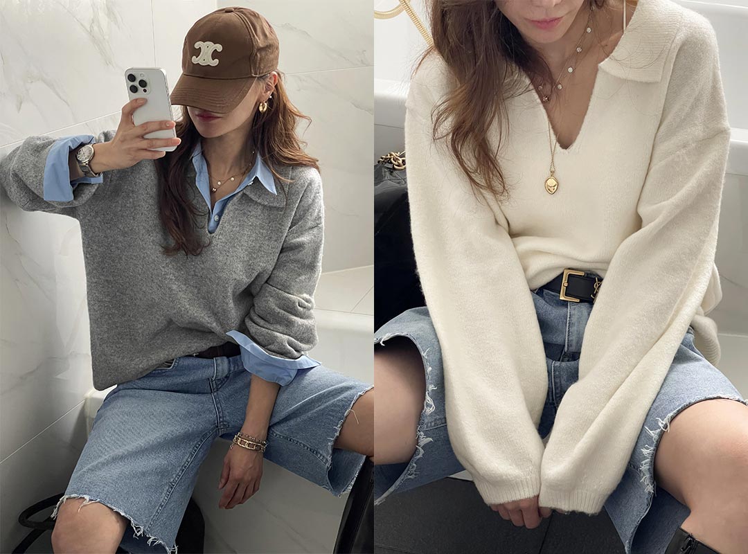 스덴오 루즈핏카라니트