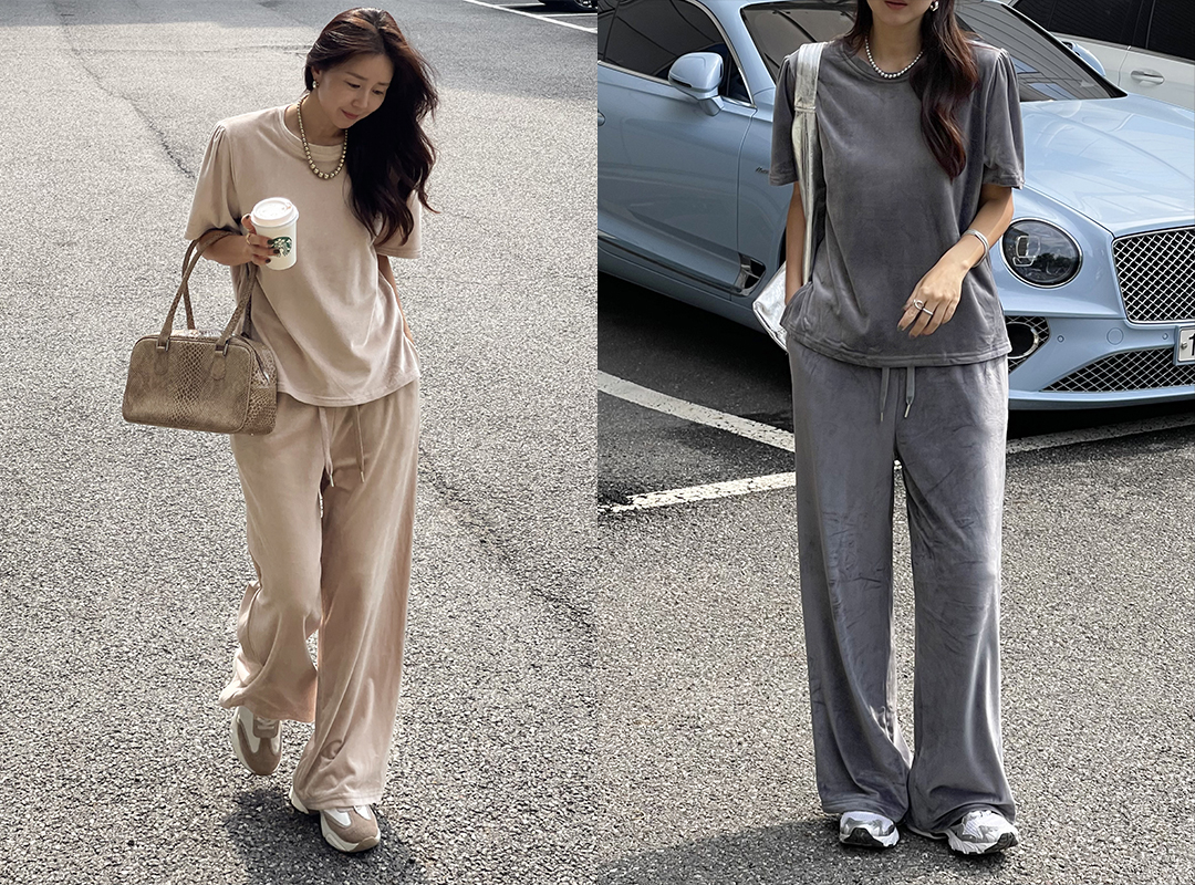 조덴브 벨벳티팬츠세트