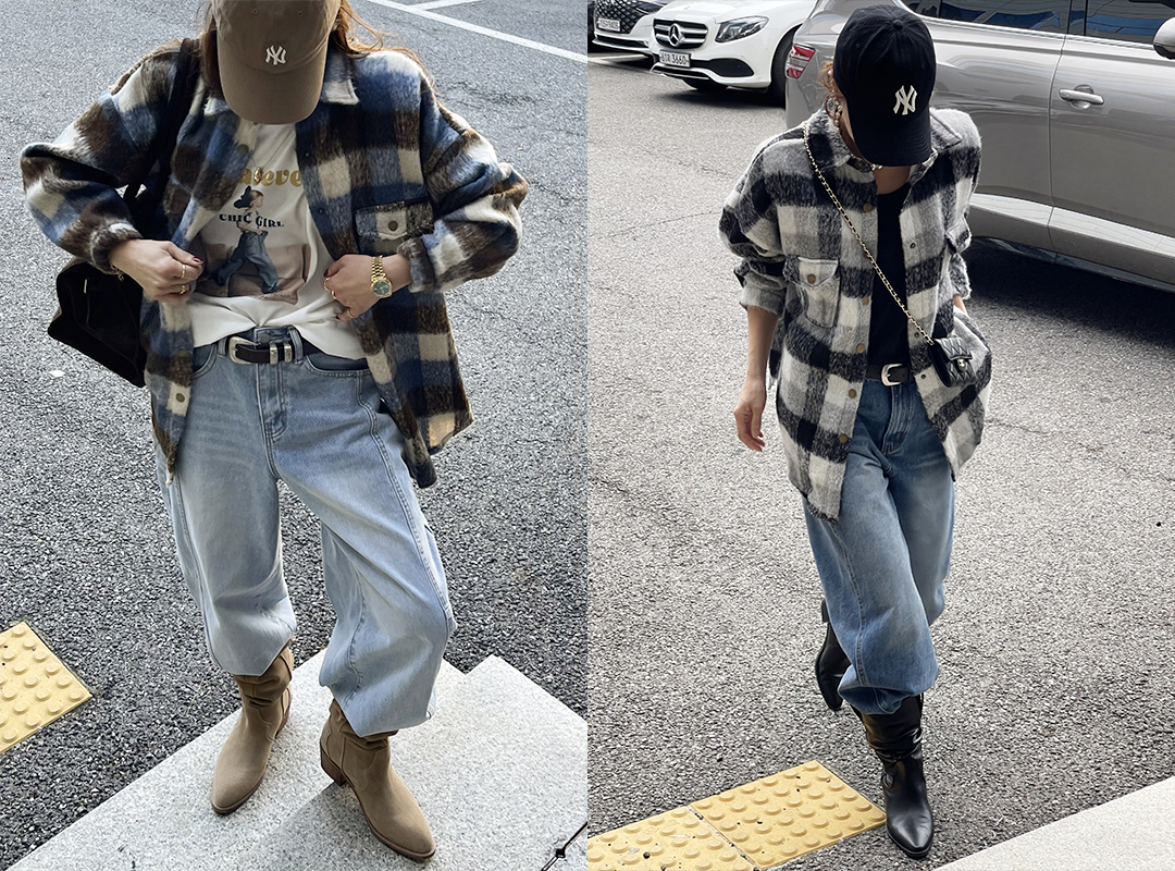 우온브 체크남방