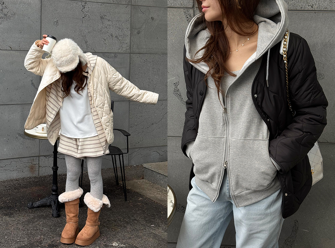 누엔버 퀼팅양털안감점퍼