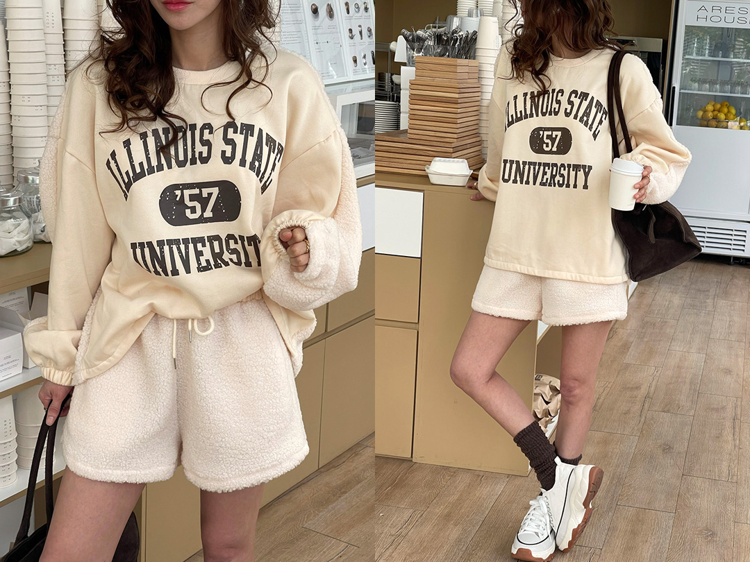 온테빌 양털맨투맨팬츠세트