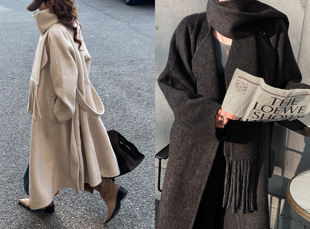 사헨오 벨트목도리롱코트