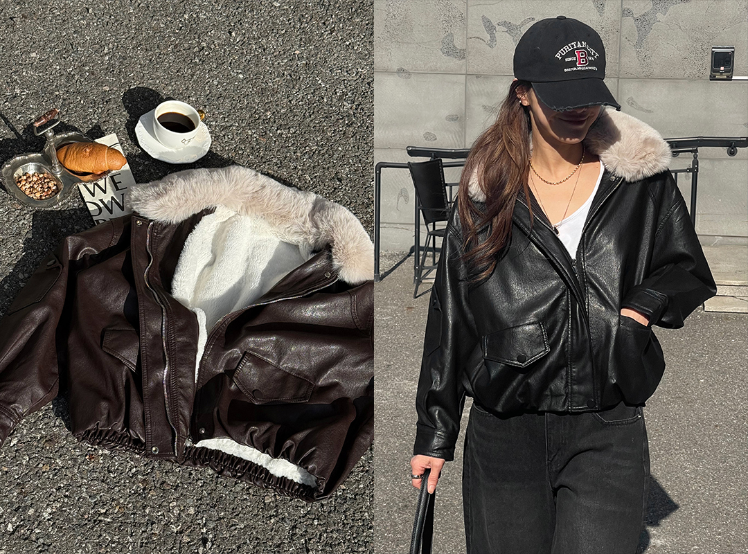 포리벨 안감퍼카라레더점퍼