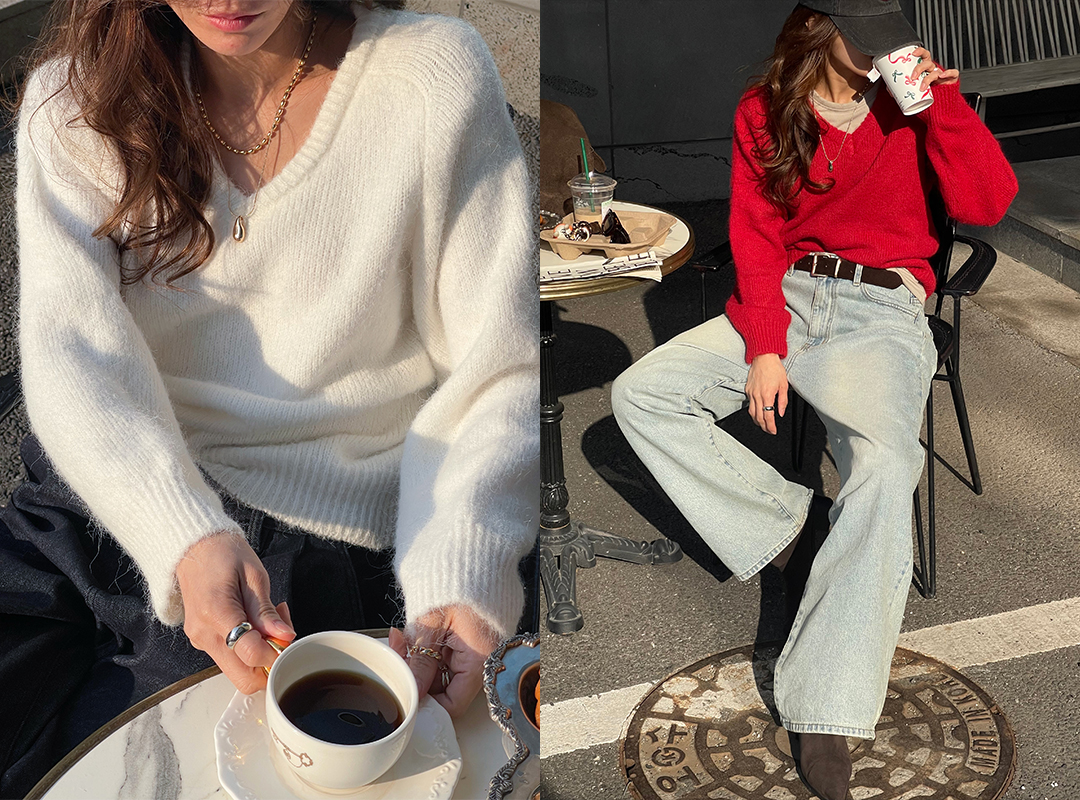 카엔버 브이넥니트