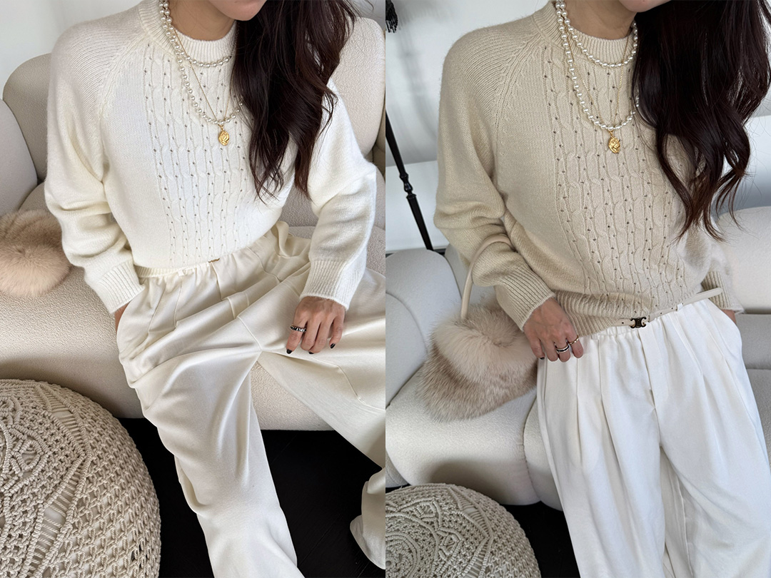 디콜브 라운드꽈배기니트