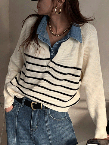 우엔브 레이어드스트라이프니트