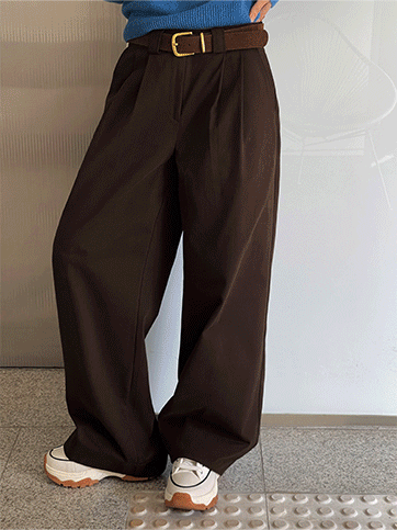 포센모 피치기모핀턱팬츠