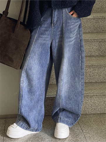 시르부 기모커브데님와이드팬츠