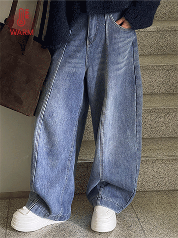 시르부 기모커브데님와이드팬츠