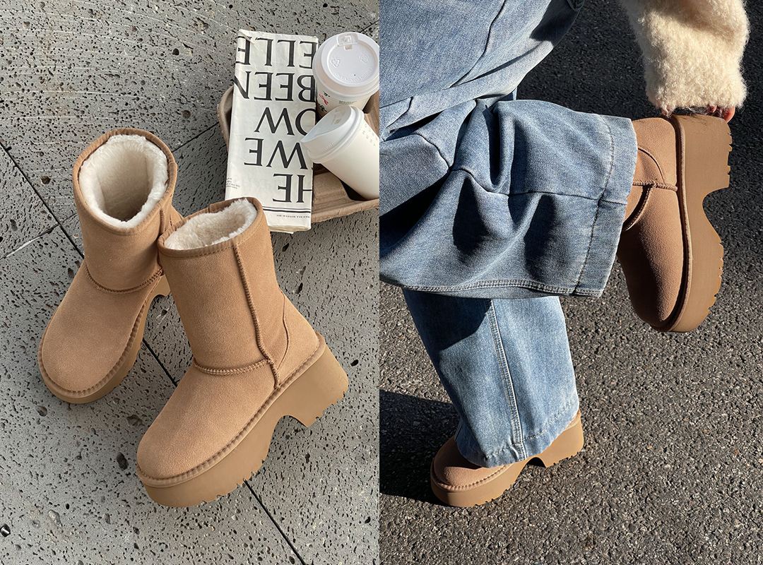 휴이보 소가죽플랫폼어그부츠