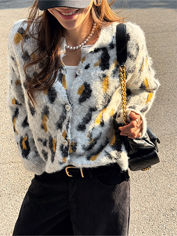 오펜드 레오파드가디건