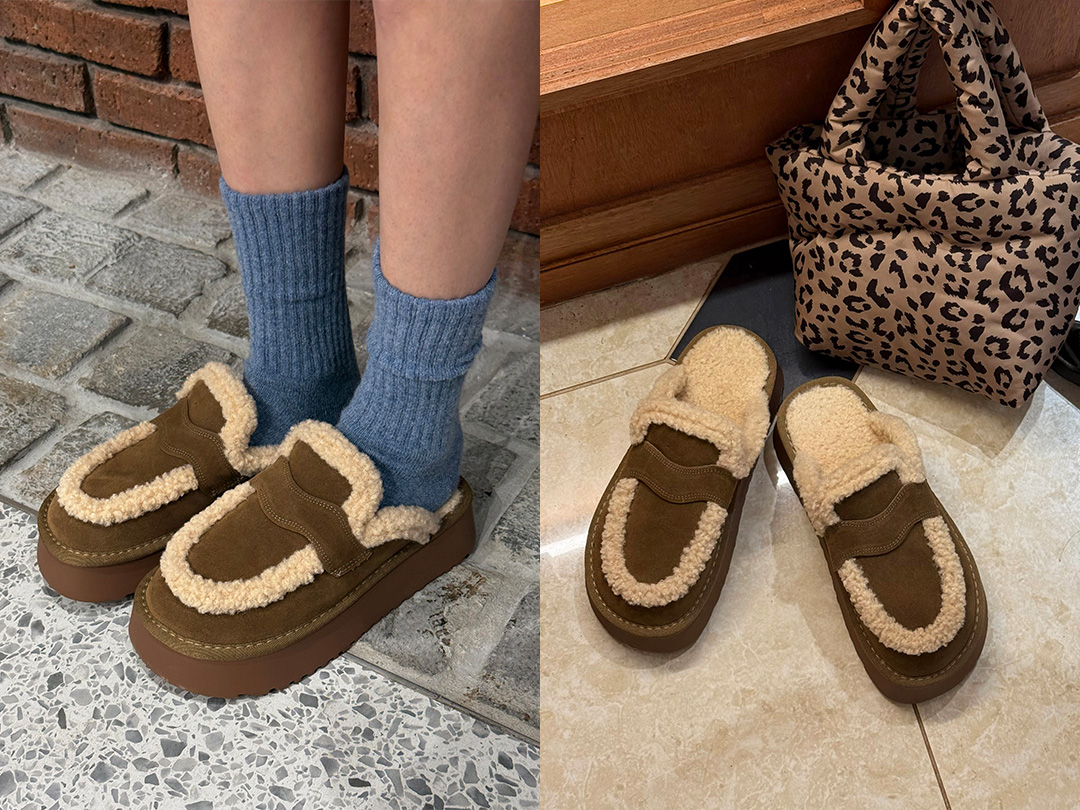 루폰브 통굽안감양털뮬