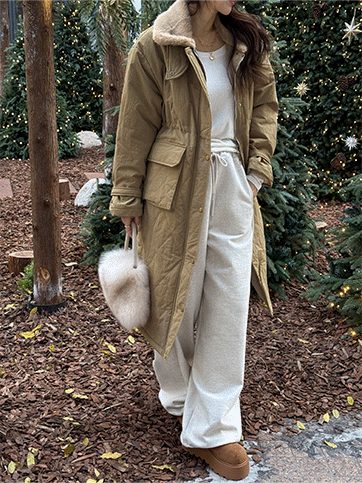 차베인 안감퍼누빔롱점퍼