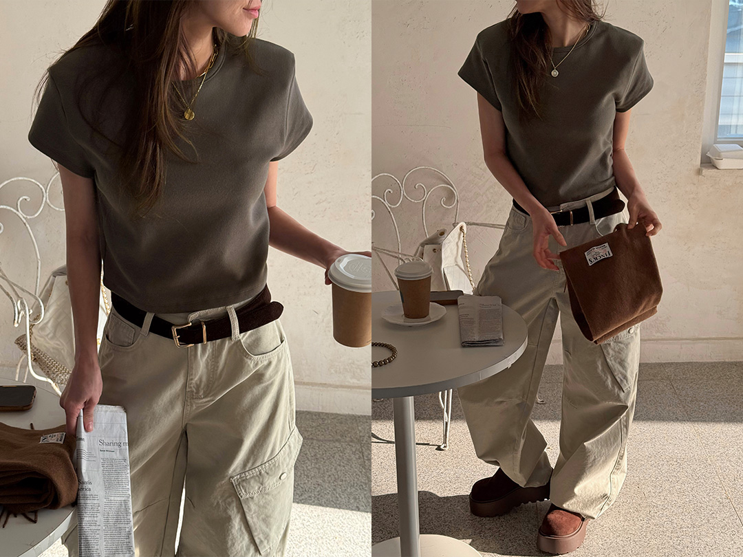 온쥬앙 기모크롭반팔티