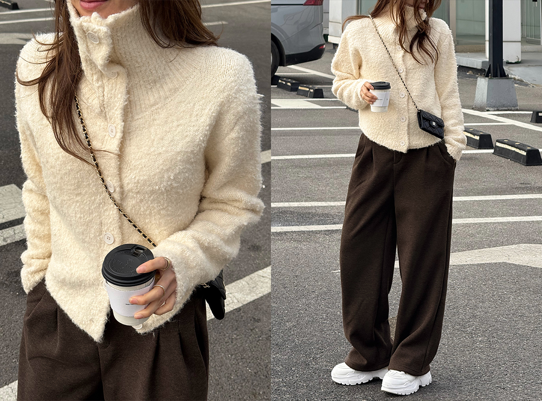 케인버 부클터틀넥가디건