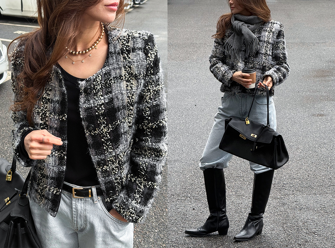 무아보 누빔트위드자켓